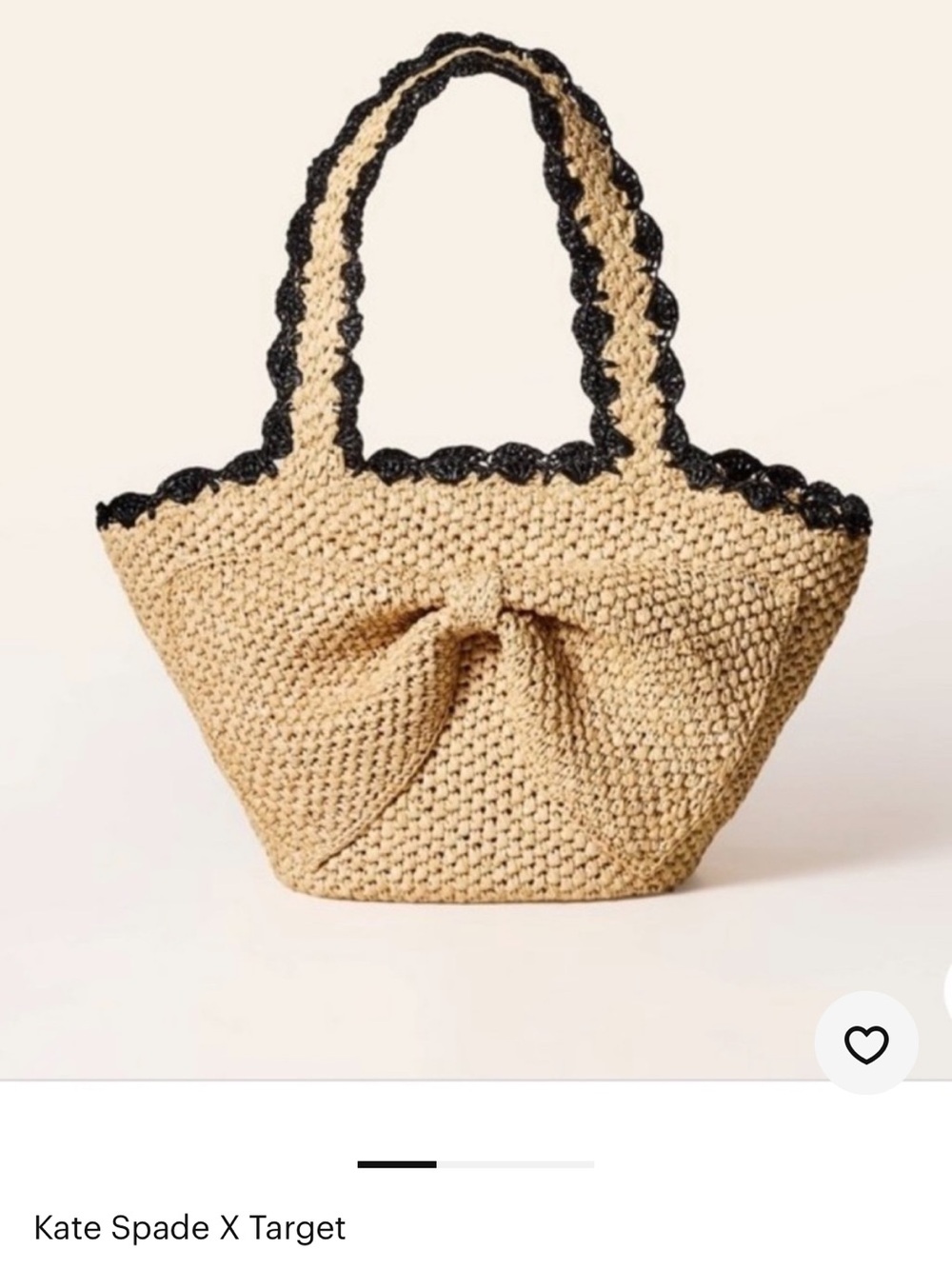 kate spade Natural Straw Shoulder Tote with Black Trim
